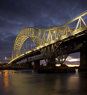 The Runcorn Road Bridge at Sunset